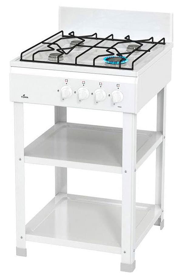Плита газовая Flama AVG 1402W (4 конфорки, со щитком, без духовки, белая)