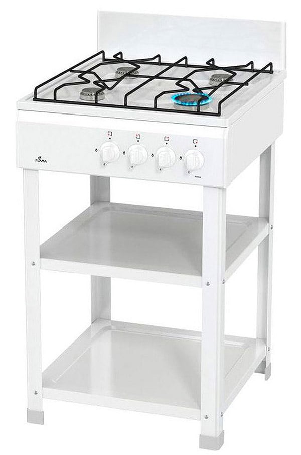 Плита газовая Flama AVG 1402W (4 конфорки, со щитком, без духовки, белая)